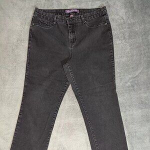 Gloria Vanderbilt Jeans Womens Size 14 Black Slimming Jordyn Rail Straight Denim